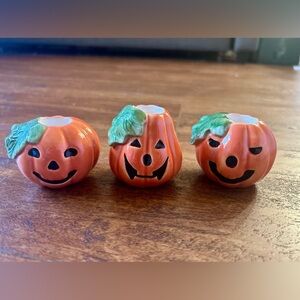 Halloween Ceramic Jack-o-Lantern Taper candle holders